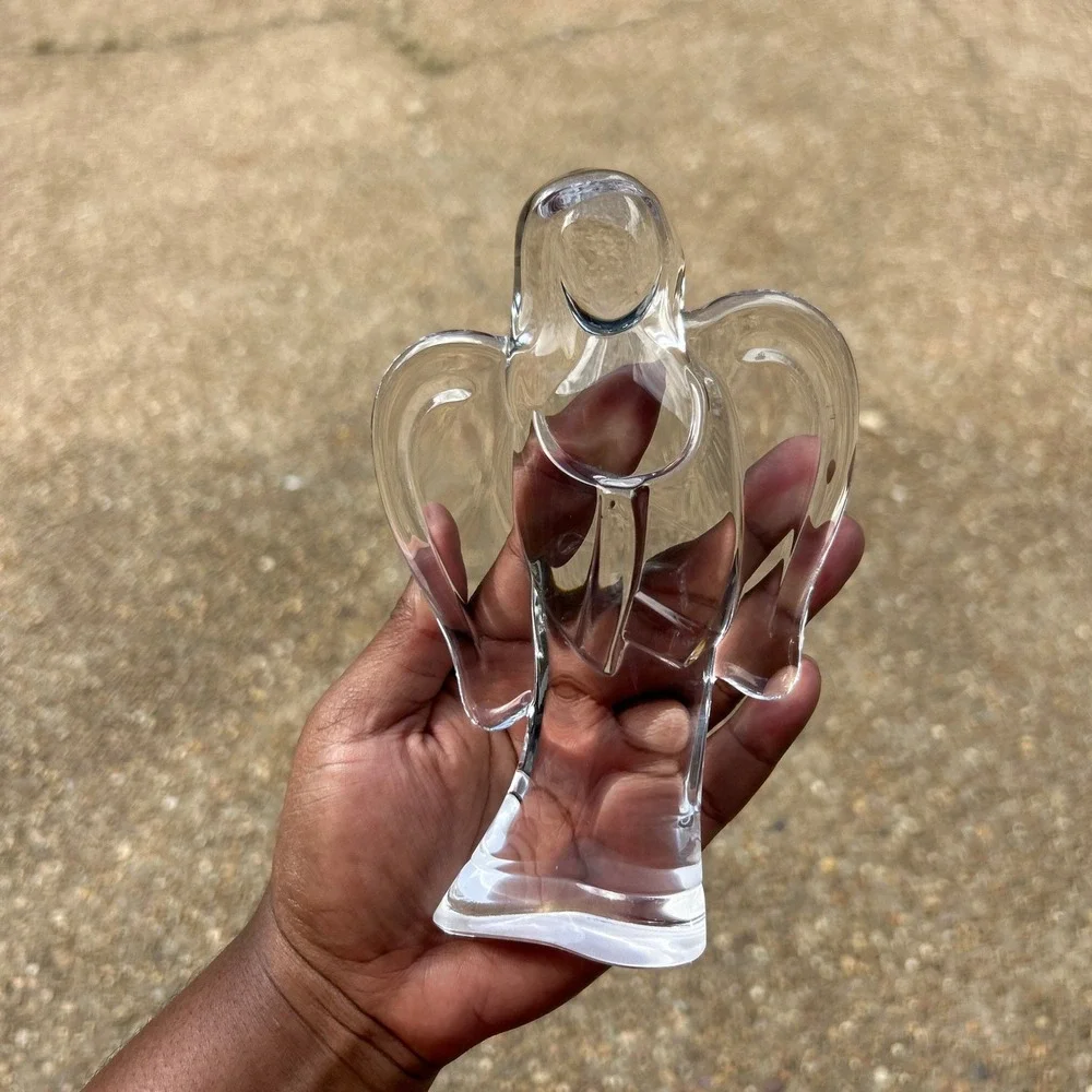 Teleflora Crystal Praying Angel Figurine Clear 24% Lead Bohemian Glass